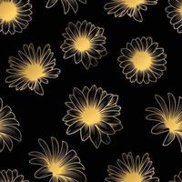 Seamless Vintage Flower with Gold Color vector