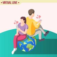 Love Across Continents Isometric Composition Vector Illustration