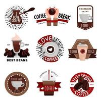 Ilustración de vector de emblemas de producción de café
