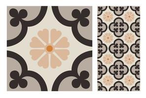 vintage tiles patterns antique seamless design vector