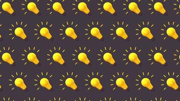 Yellow Light Bulb Idea Seamless Pattern 4k Motion Design Animation video