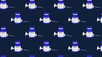 Syringe And Vaccine Bottle 3d render Minimal Motion art seamless pattern 4k motion design animation Abstract 3d render background Loopable sequence video