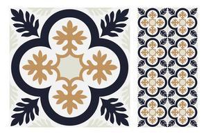 vintage tiles patterns antique seamless vector