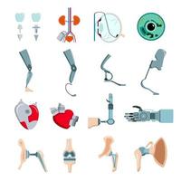 Prothesis Implants Flat Set Vector Illustration