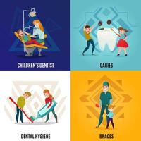 Pediatric Dentistry Concept Set Vector Illustration