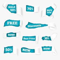 Torn Paper Curls Sale Realistic Vector Illustration