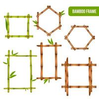 Bamboo Frames Realistic  Set Vector Illustration