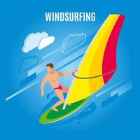 Wind Surfing Isometric Background Vector Illustration