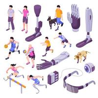 Isometric Bionic Prothesis Set Vector Illustration