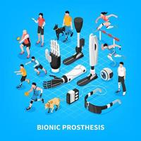 Bionic Prothesis Isometric Composition Vector Illustration