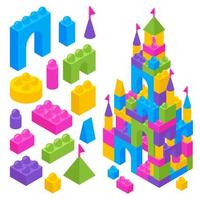 Toy Constructor Isometric Blocks Vector Illustration
