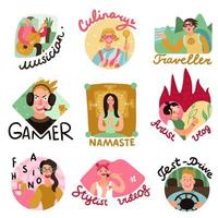 Video Bloggers Emblems Set Vector Illustration