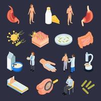 Isometric Probiotics Icons Collection Vector Illustration