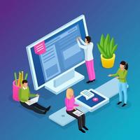 Workspace Interfaces Isometric Composition Vector Illustration