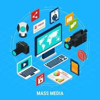 Mass Media Isometric Composition Vector Illustration