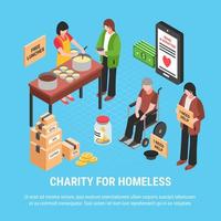 Charity For Homeless Isometric Poster Vector Illustration