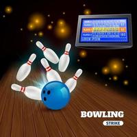 Bowling Strike 3D Illustration Vector Illustration