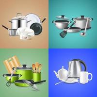 Realistic Kitchen Tools Design Concept Vector Illustration