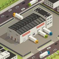 Logistic Trucking Isometric Illustration Vector Illustration