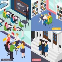 University Students Isometric Concept Vector Illustration