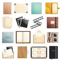 Scrapbook Notepad Diary Collection Vector Illustration