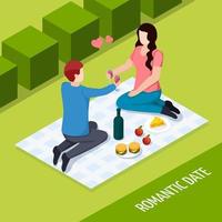 Romantic Date Outdoor Isometric Composition Vector Illustration