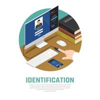 Computer Identity Approval Background Vector Illustration