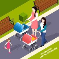 Pregnancy And Motherhood Isometric Composition Vector Illustration