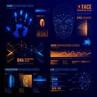 Ilustración de vector de fondo de interfaces de identificación futurista