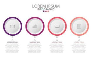 Plantilla de infografía en 4 pasos Plantilla para presentación de gráfico de diagrama y gráfico vector