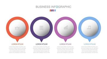 Plantilla de infografía en 4 pasos Plantilla para presentación de gráfico de diagrama y gráfico vector