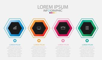 Plantilla de infografía en 4 pasos Plantilla para presentación de gráfico de diagrama y gráfico vector