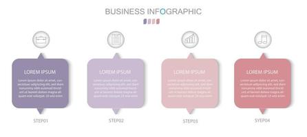 Plantilla de infografía en 4 pasos Plantilla para presentación de gráfico de diagrama y gráfico vector