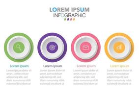Plantilla de infografía en 4 pasos Plantilla para presentación de gráfico de diagrama y gráfico vector