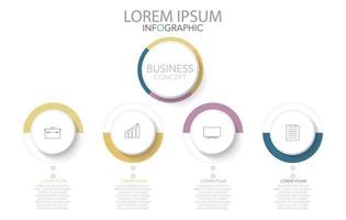 Plantilla de infografía en 4 pasos Plantilla para presentación de gráfico de diagrama y gráfico vector