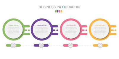 Plantilla de infografía en 4 pasos Plantilla para presentación de gráfico de diagrama y gráfico vector