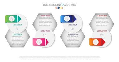 Plantilla de infografía en 4 pasos Plantilla para presentación de gráfico de diagrama y gráfico vector