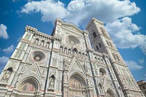 Cathedral Santa Maria del Fiore Duomo and Giotto's bell tower Campanile in Florence Italy