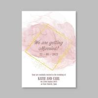 Wedding invite with watercolour design and glittery border vector