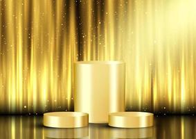 golden display background with podiums vector