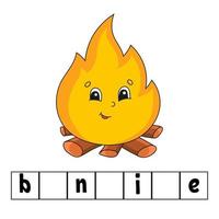 Words cute puzzle bonfire vector