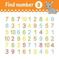 Find number Education developing worksheet vector