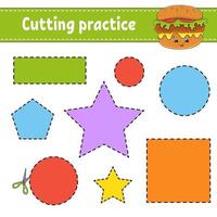 Cutting practice for kids vector