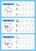 Writing letters Tracing page A B C vector