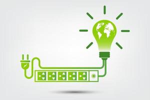ideas energéticas salvar el mundo concepto enchufe ecología verde vector