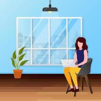 a woman who works from home vector