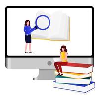 Illustration of someone studying online vector