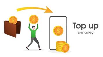 Illustration of a user top up E money vector