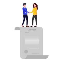 Two people doing business contracts vector