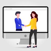 Illustration of two people shaking hands vector